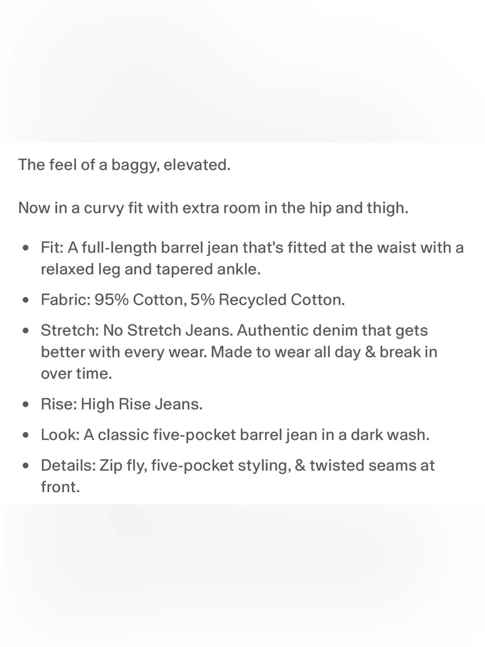NWT GAP Curvy High Rise Barrel Jeans - Picture 7 of 8